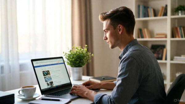 Skuteczne szukanie pracy w internecie na laptopie w domowym biurze